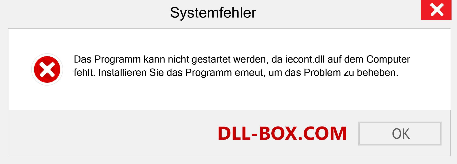 iecont.dll-Datei fehlt?. Download für Windows 7, 8, 10 - Fix iecont dll Missing Error unter Windows, Fotos, Bildern